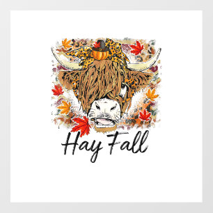 Hay Fall Highland Cow Leopard Thanksgiving Heifer Wall Decal