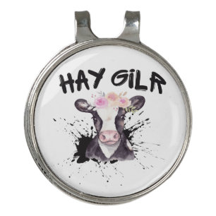 Hay Girl Farmer Funny Cattle Cow Farm Lovers  Golf Hat Clip