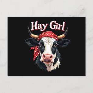 Hay Girl Farmer Funny Cattle Cow Farm Lovers Postcard