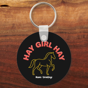 Hay Girl Hay Retro Horse Graphic 2026 Western Chic Keychain