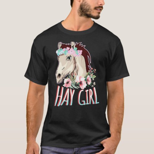 Hay Girl Horse  Flowers Horseback Riding Floral H T_Shirt
