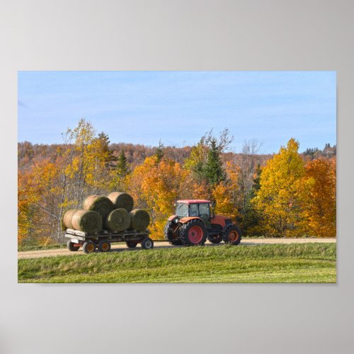 Hay Hauling in Vermont in Autumn Poster