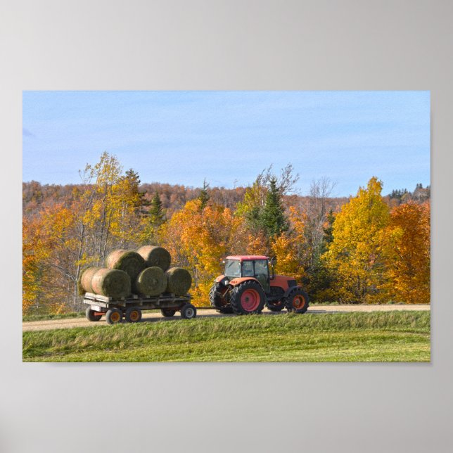 Hay Hauling in Vermont in Autumn Poster (Front)