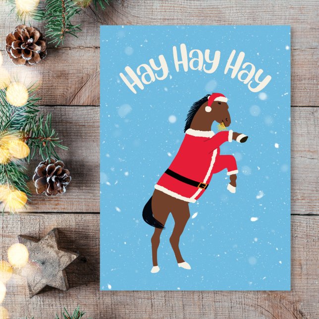 Hay hay hay Santa horse funny Christmas Holiday Card (Creator Uploaded)
