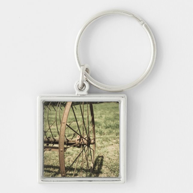 Hay Rake Wheel Aged Keychain (Front)