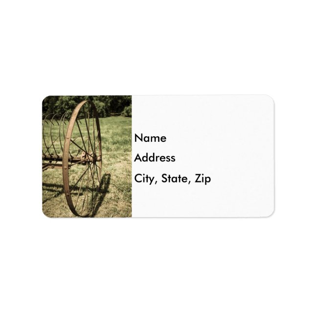 Hay Rake Wheel Aged Label (Front)