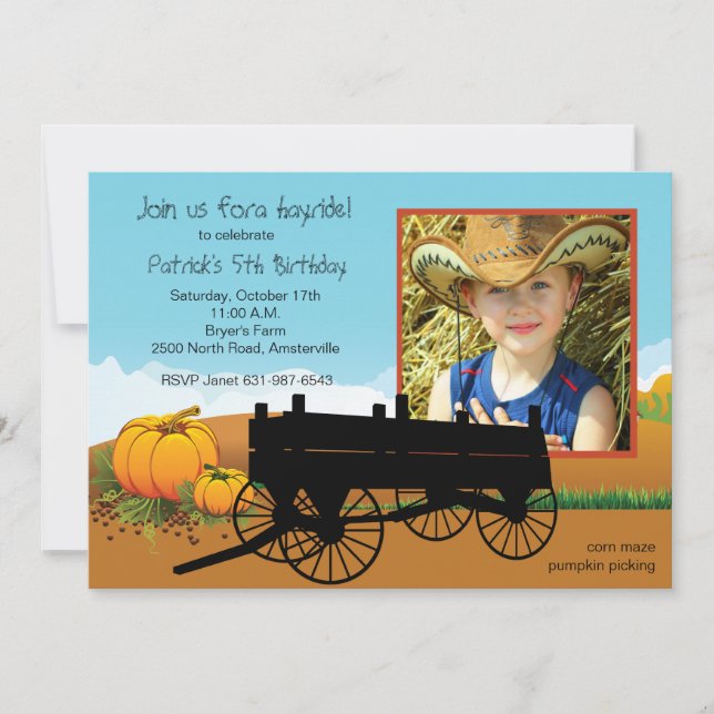 Hay Ride Photo Invitation (Front)