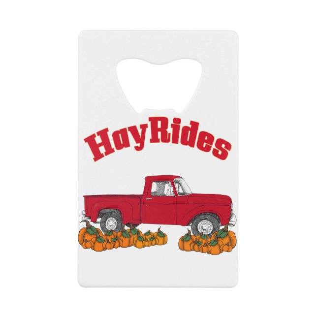 hay rides credit card bottle opener (Front)