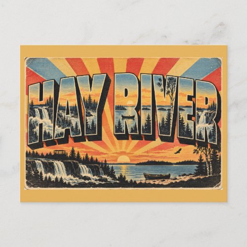 Hay River NT Waterfalls Great Slave Lake Art Postcard