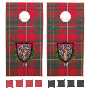 Hay Scottish Clan Tartan Crest Cornhole Set