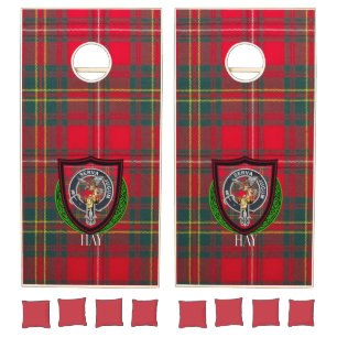 Hay Scottish Clan Tartan Crest Cornhole Set