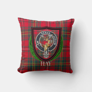 Hay Scottish Clan Tartan & Crest Throw Pillow