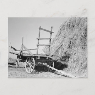 Hay stack and wagon – 1939. postcard