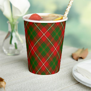Hay tartan red green plaid paper cups