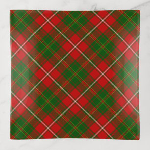 Hay tartan red green plaid trinket tray