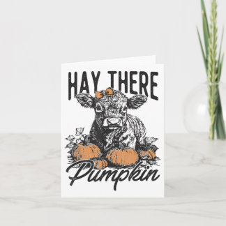 Hay There Pumpkin Cute Cow Farm Fall Autumn Cow Ha Card