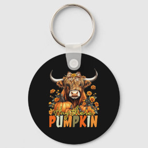 Hay There Pumpkin Highland Cow Fall Autumn Thanksg Keychain