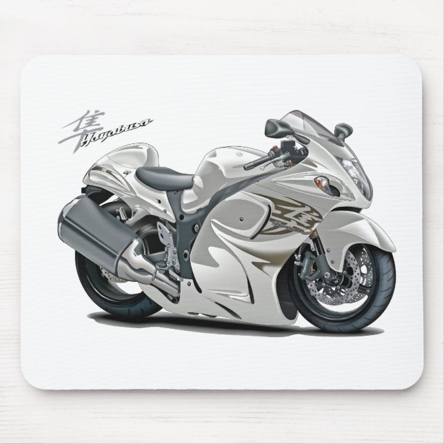 Hayabusa White Bike Mouse Pad (Front)