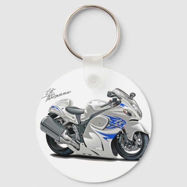 Hayabusa White-Blue Bike Keychain (Front)