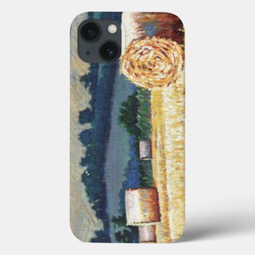 Haybales on hillside oil on canvas iPhone 13 case