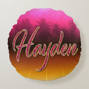 Hayden first name golden pink pillow