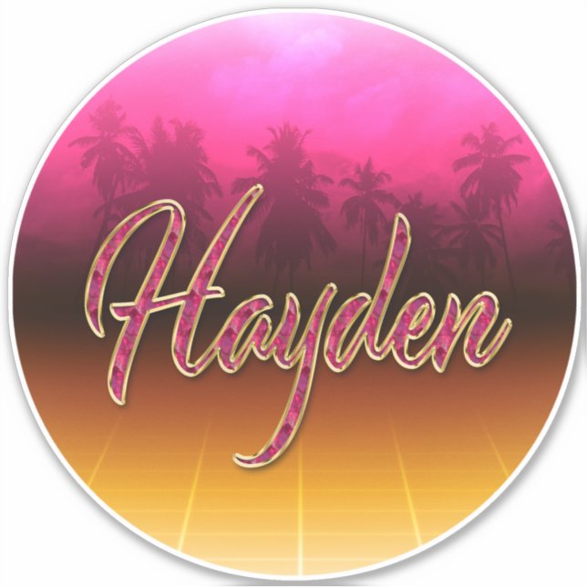Hayden First Name golden pink sticker (Front)
