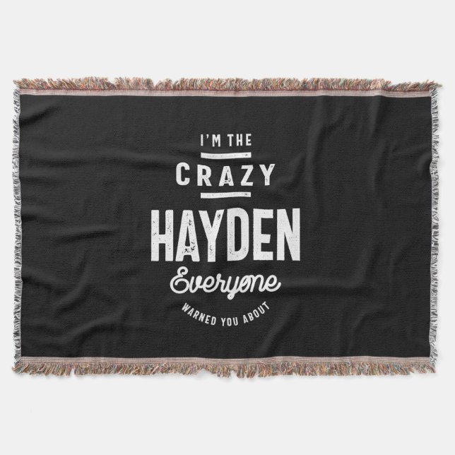 Hayden Personalized Name Birthday Gift Throw Blanket (Front)