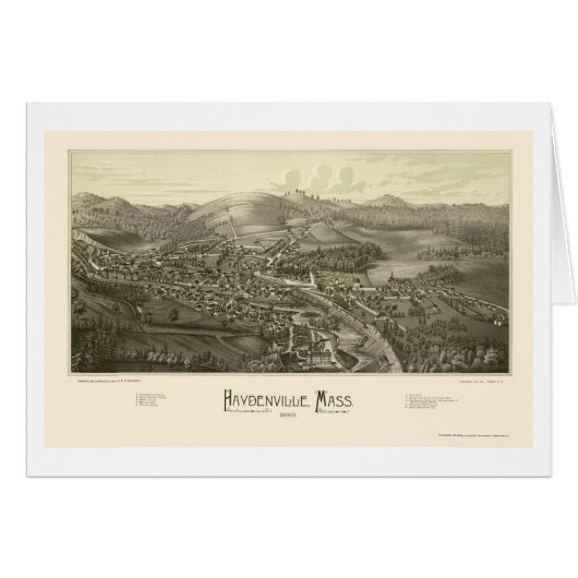 Haydenville, MA Panoramic Map - 1886 Cards (Front Horizontal)