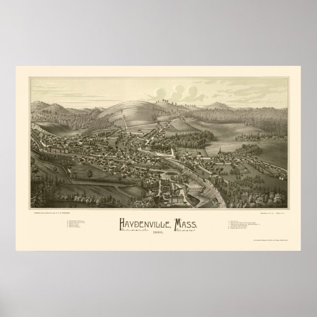 Haydenville, MA Panoramic Map - 1886 Poster (Front)