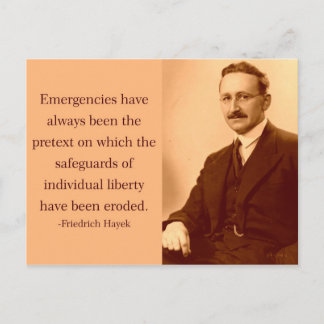 Hayek on Emergencies Postcard