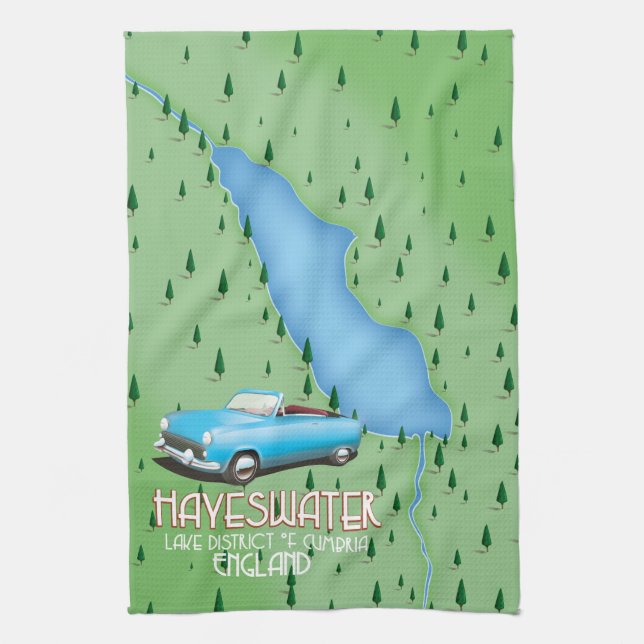 Hayeswater Lake District map travel poster Kitchen Towel (Vertical)