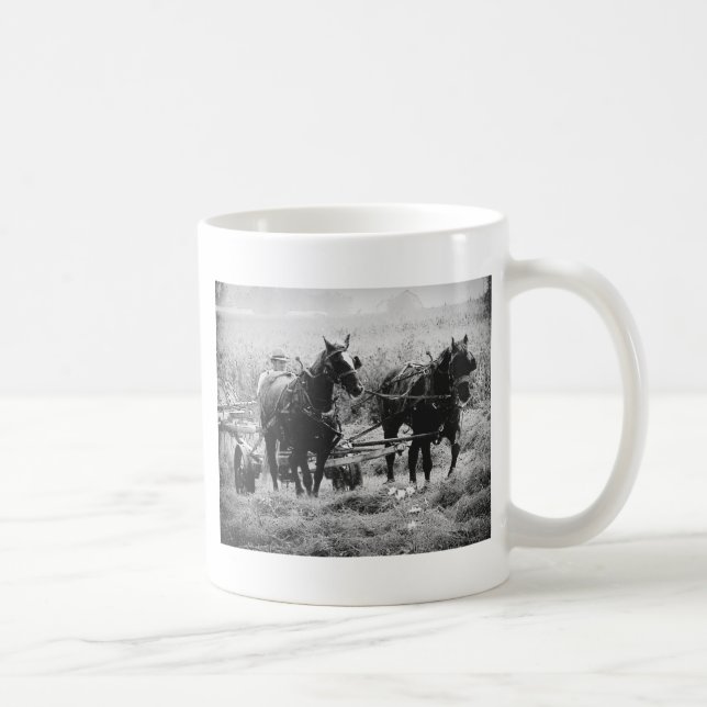 Haying Time in black and White Coffee Mug (Right)