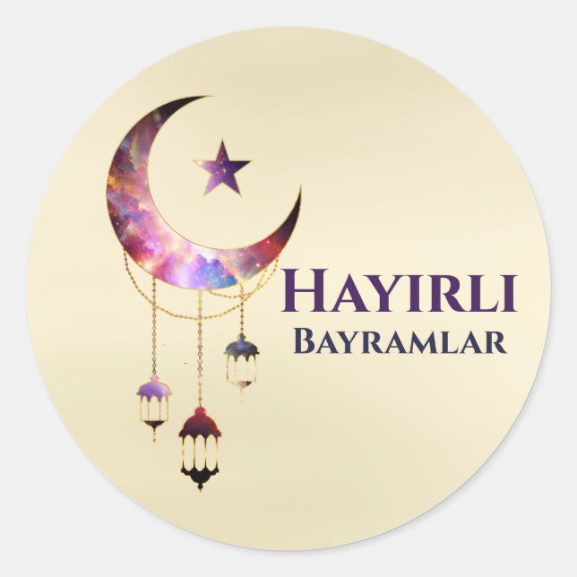  Hayirli Bayramlar -Eid Mubarak - Happy Eid  Classic Round Sticker (Front)