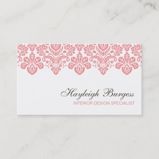 Customizable Hayleigh #1 Pink Damask Chic Business Card