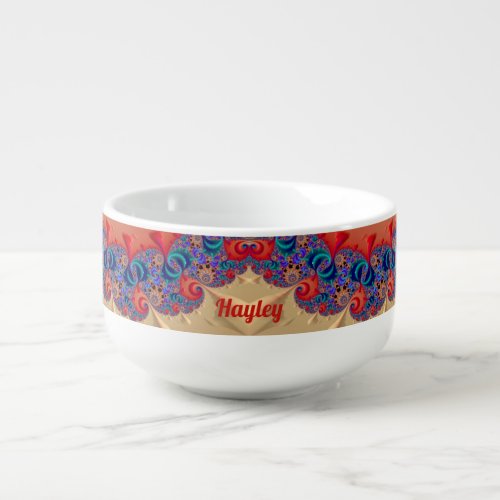 HAYLEY  3D Red Blue Aqua Fawn WOW Soup Mug