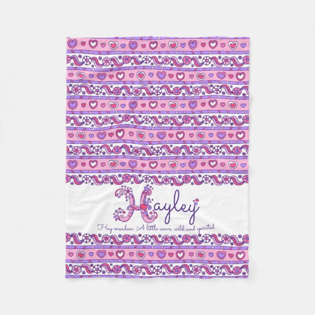 Hayley personalized H name meaning kids blanket (Front)