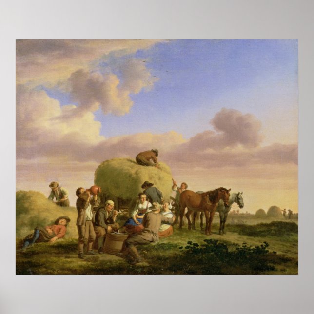 Haymakers resting in a field poster (Front)