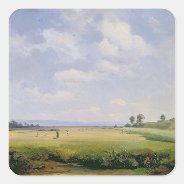 Haymaking, 1838 (oil on canvas) square sticker (Front)