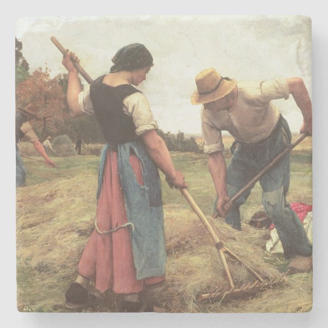 Haymaking, 1880 stone coaster (Front)