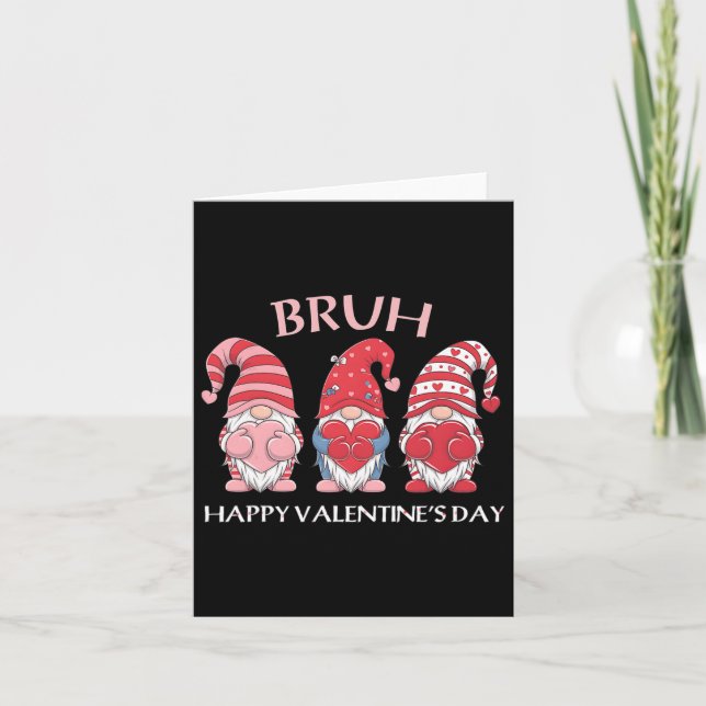 Hayppy Valentine's Day Boxing Gnomes Hearts Men Wo Card (Front)