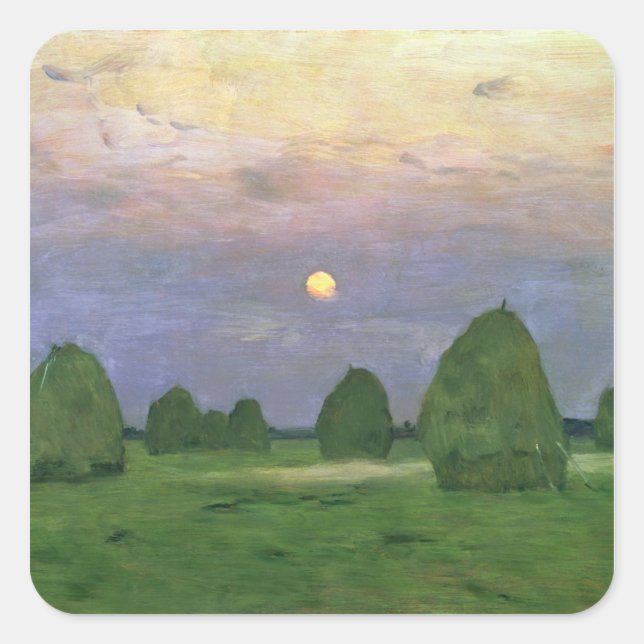 Hayricks at Dusk, 1899 Square Sticker (Front)