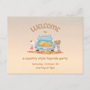 Hayride Country Bears Autumn Invitation Postcard