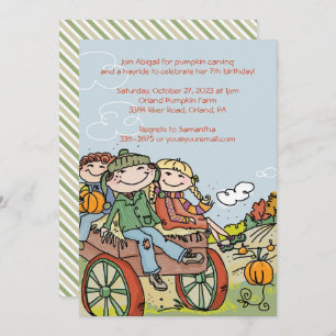 Hayride Kids Invitations for Fall Birthday Party