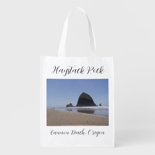 Haystack Rock cannon beach OR Reusable Grocery Bag