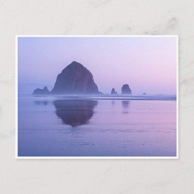 Haystack Rock Cannon Beach Oregon at Dusk Postcard (Front)