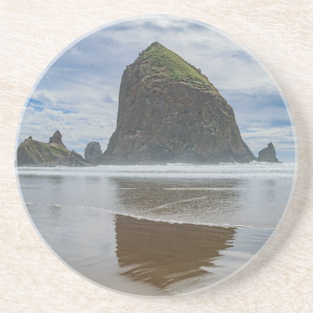 Haystack Rock, Cannon Beach, Oregon Sandstone Coaster (Front)
