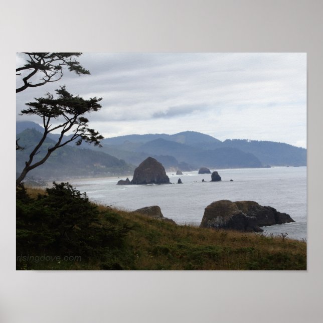 "Haystack Rock from Ecola State Park, Oregon #1" Poster (Front)