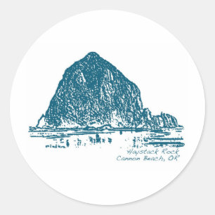 Haystack Rock Illustration Classic Round Sticker