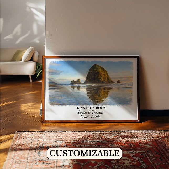 Haystack Rock Oregon Poster, Cannon Beach Custom Poster (Creator Uploaded)
