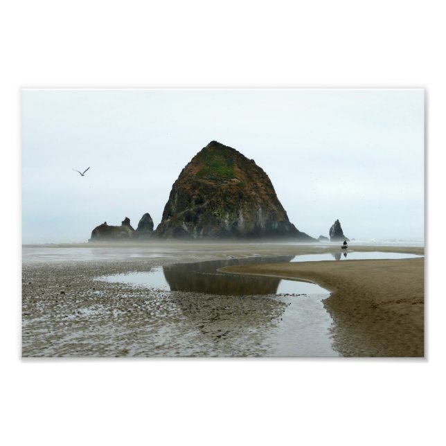 Haystack Rock Reflection, Cannon Beach, Oregon Photo Print (Front)